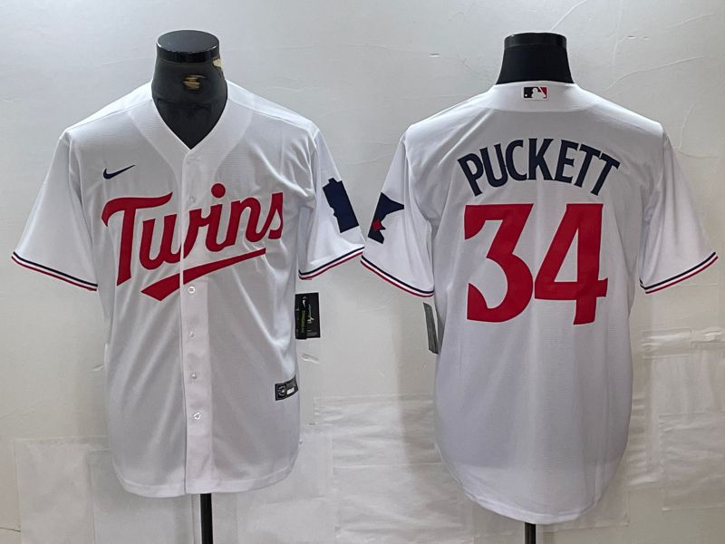 Men Minnesota Twins #34 Puckett White 2024 Nike Game MLB Jersey